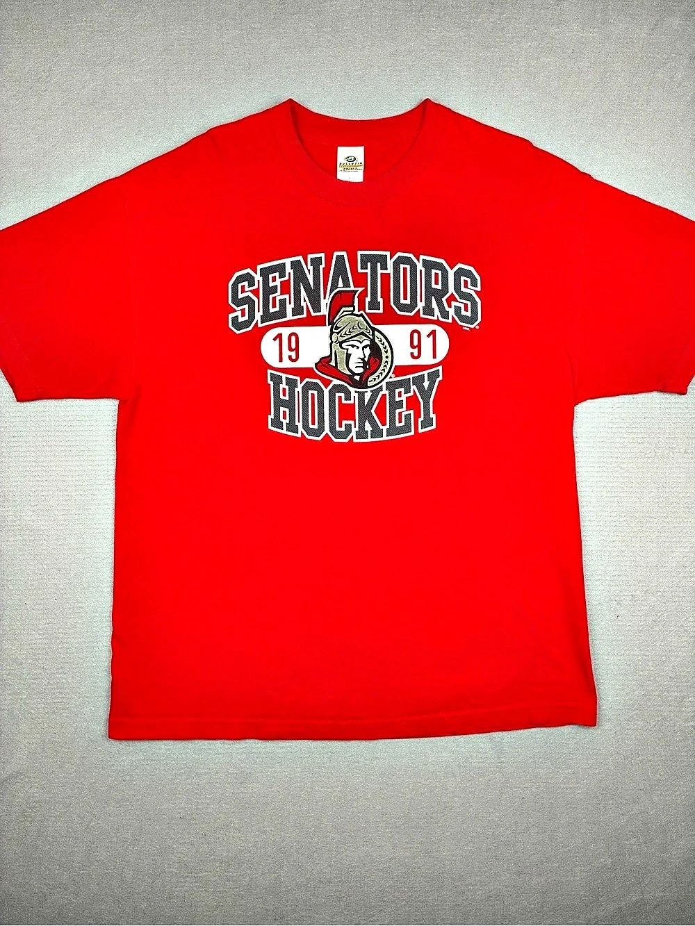 VTG Bulletin Ottawa Senators NHL Hockey Short Sleeve T-Shirt Red & Black Mens XL